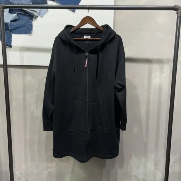 (105) 타미힐피거 캐주얼 기모 롱후드티