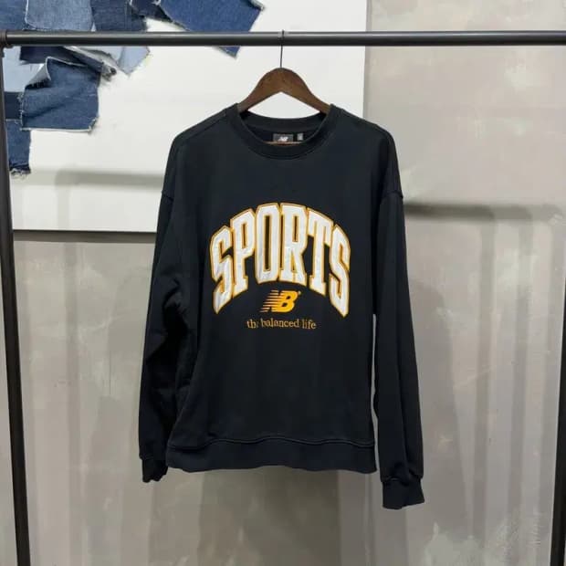 (105) 뉴발란스 캐주얼 기모 프린팅 맨투맨 긴팔티