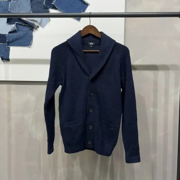 (95) 유니클로 캐주얼 클래식 네이비 숄카라 가디건