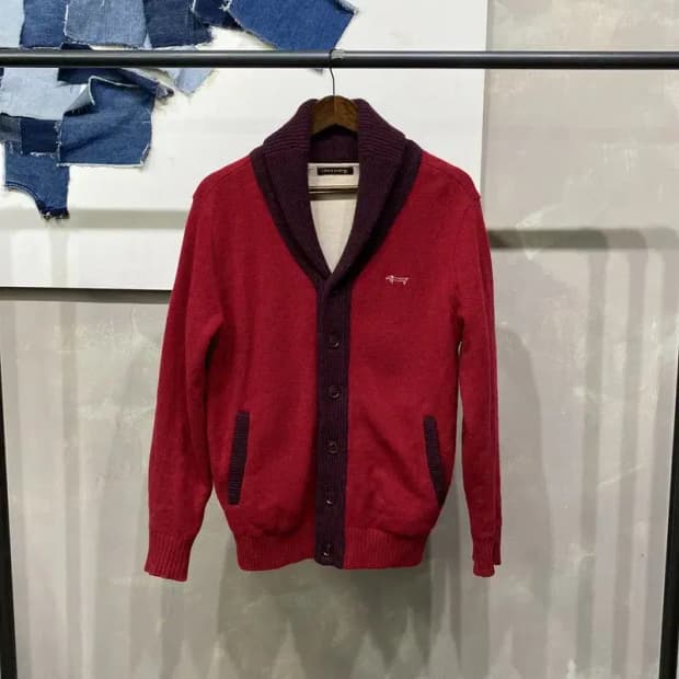 (95) 루이까스텔 캐주얼 골프 자수 니트 숄카라 가디건