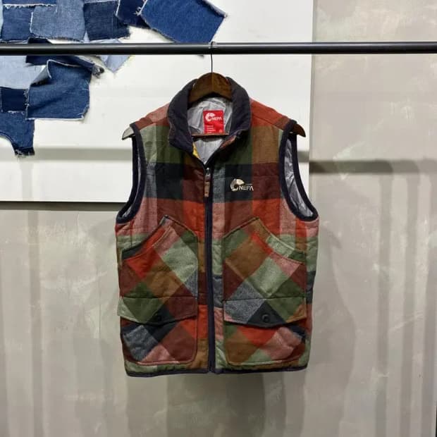 (95) 네파 등산 아웃도어 체크 방풍 조끼 베스트 자켓