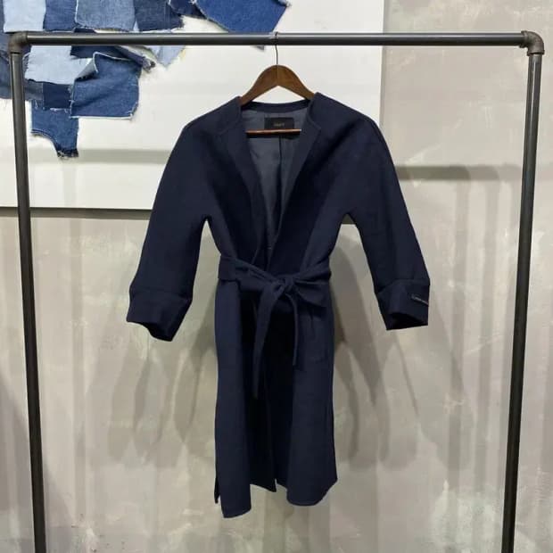 (85) 지고트 여성 캐주얼 벨티드 울 랩 롱코트