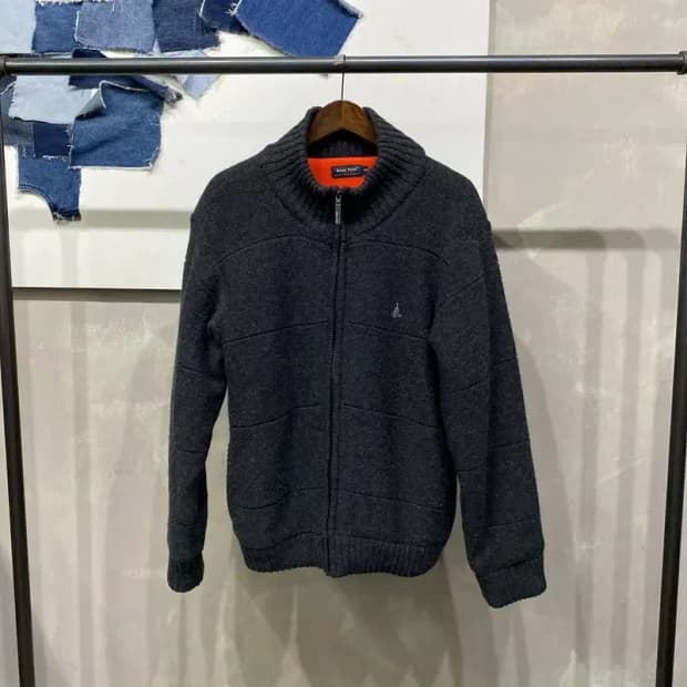 (100) 빈폴 캐주얼 기모 울 니트 집업 점퍼