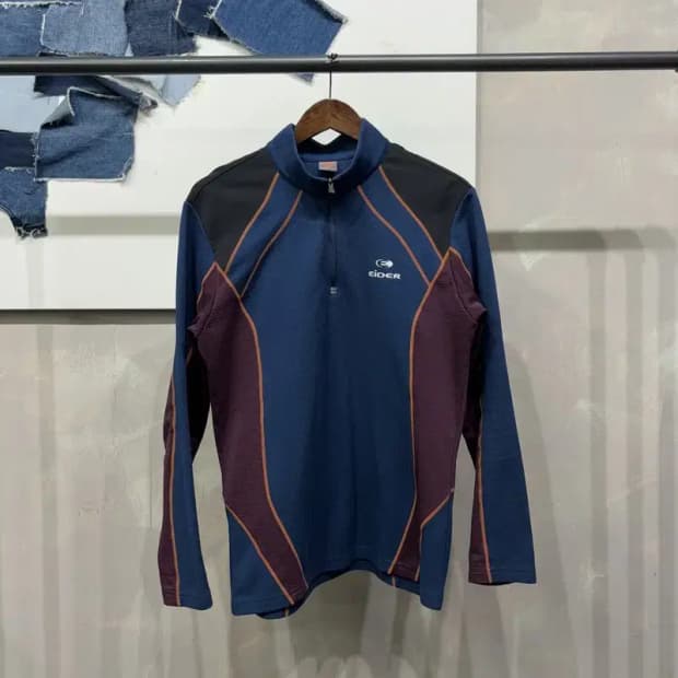 (100) 아이더 등산 아웃도어 기능성 반집업 긴팔 티