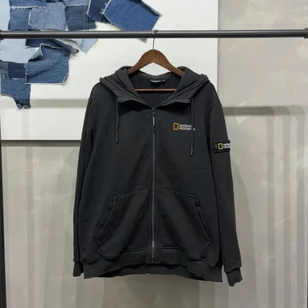(110) 내셔널지오그래픽 캐주얼 자수 와펜 기모 후드집업 자켓