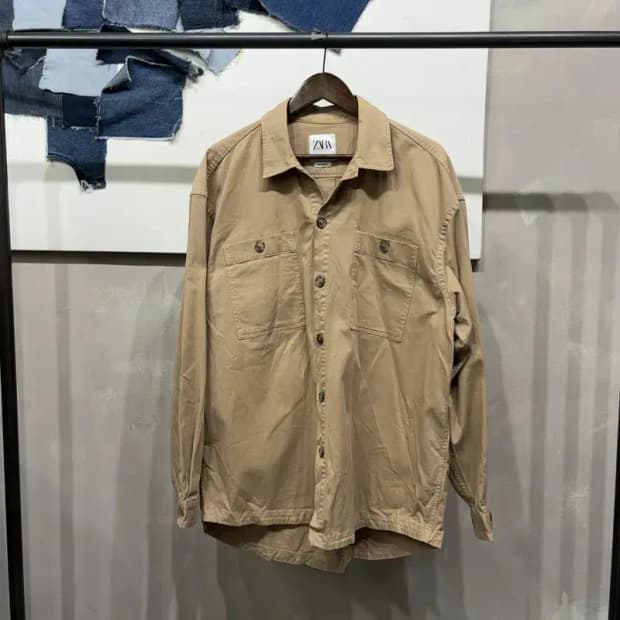 (110) 자라 ZARA 캐주얼 릴렉스드핏 투포켓 셔츠 남방