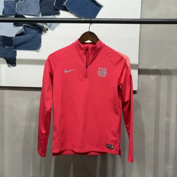 (85) 나이키 여성 드라이핏 바르셀로나 기능성 반집업 긴팔 티