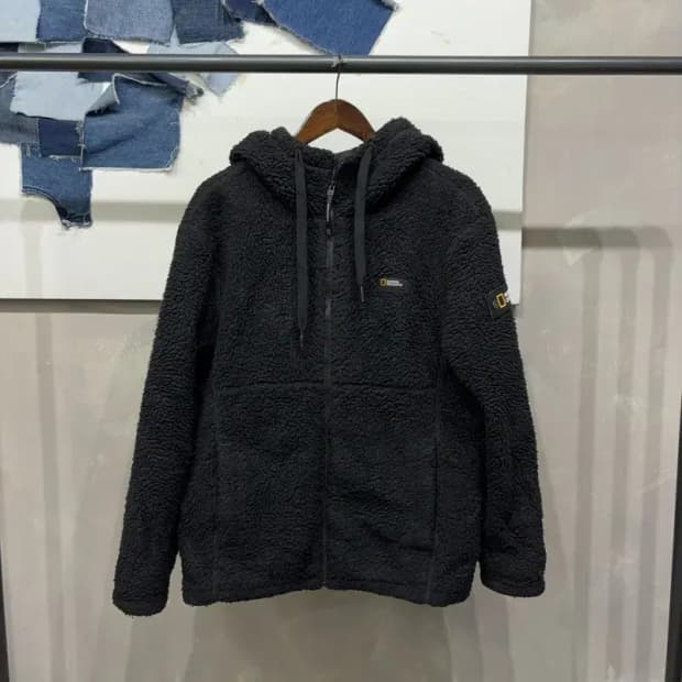 (100) 내셔널지오그래픽 캐주얼 와펜 양털 후리스 후드집업 자켓