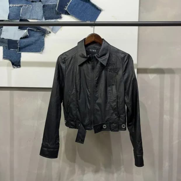 (85) 타임 여성 한섬 캐주얼 페이크래더 라이더 가죽자켓