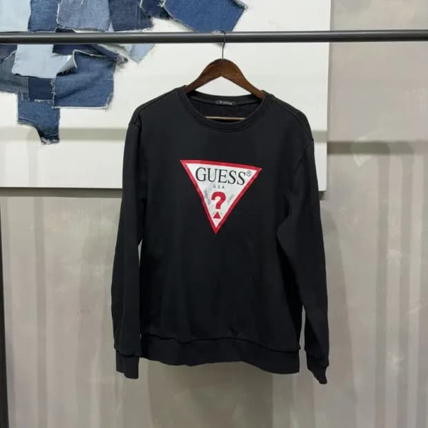 (105) 게스 캐주얼 빅프린팅 기모 맨투맨 긴팔 티