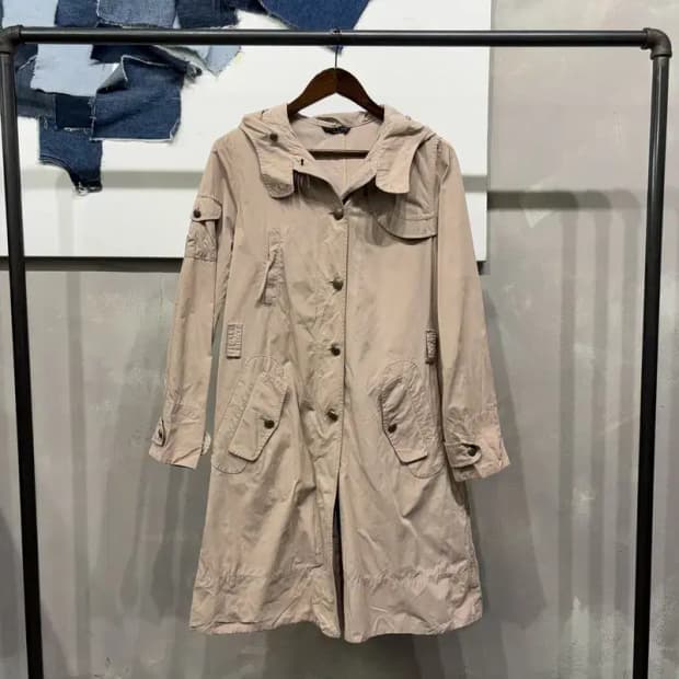 (85) 시슬리 여성 캐주얼 후드 롱 트렌치 코트