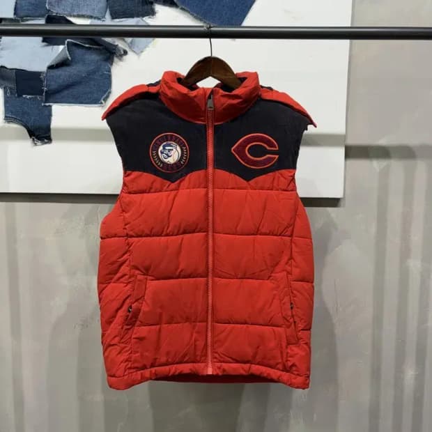 (100) MLB 야구 신시네티 레드스 배색 후드 패딩 조끼