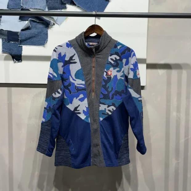 (100) 블랙야크 등산 아웃도어 카모 반집업 긴팔 티