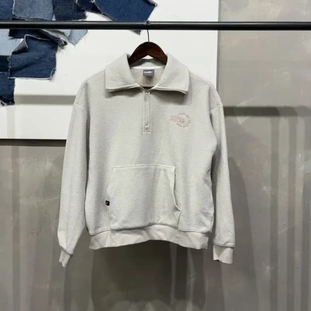 (95) 퓨마 여성 캐주얼 기모 반집업 맨투맨 긴팔 티