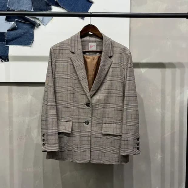 (85) 에잇세컨즈 여성 캐주얼 체크 블레이저 자켓