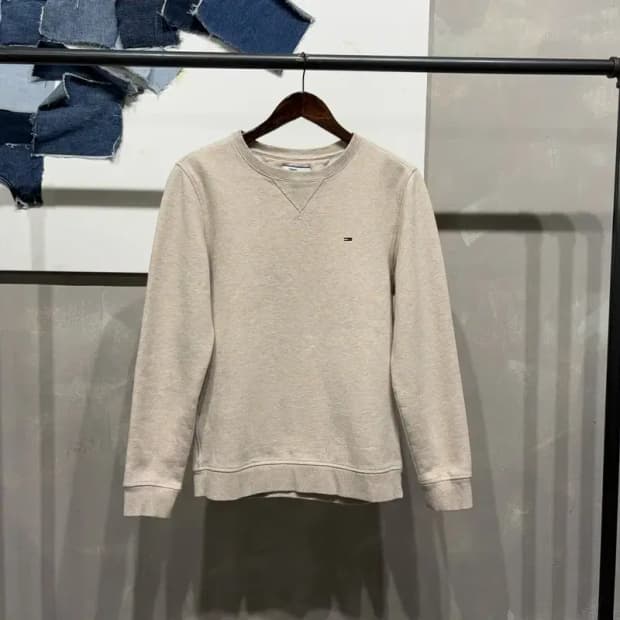 (90) 타미힐피거 캐주얼 자수 기모 맨투맨 긴팔 티