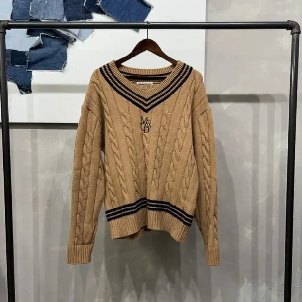 (100) 마르디메크르디 여성 케이블 꽈배기 캐시미어 니트