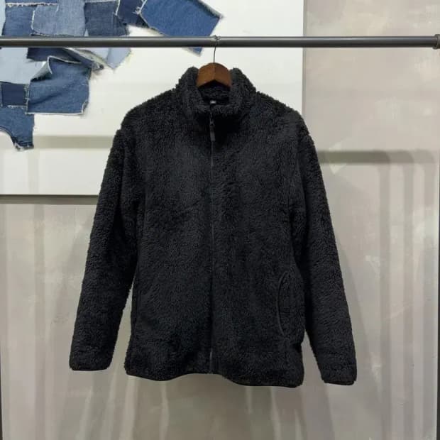 (105) 유니클로 캐주얼 양털 뽀글이 후리스 집업 자켓