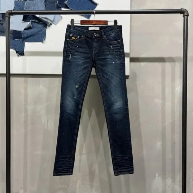 (25인치) 플랙진 여성 캐주얼 스판 워싱 진청바지 데님팬츠