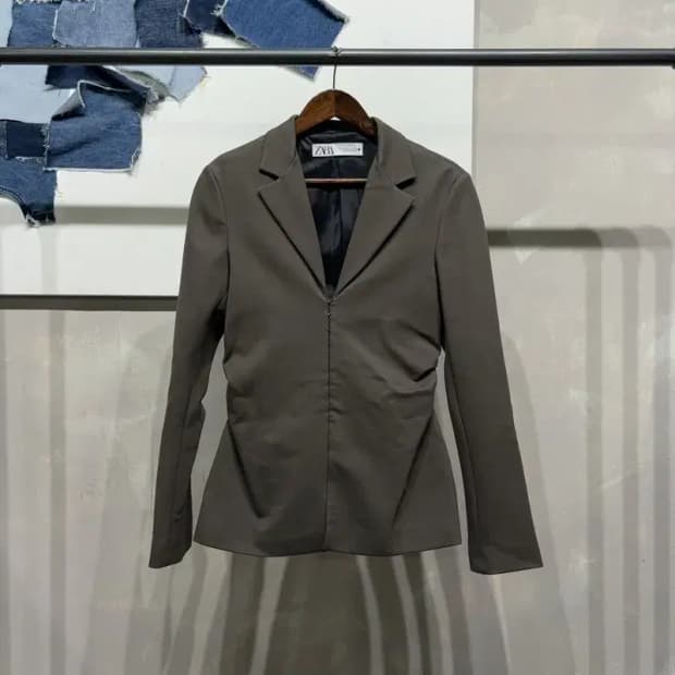 (90) 자라 ZARA 여성 비스코스 싱글 저지 블레이저 자켓