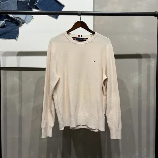 (100) 타미힐피거 캐주얼 클래식 자수 라운드 니트