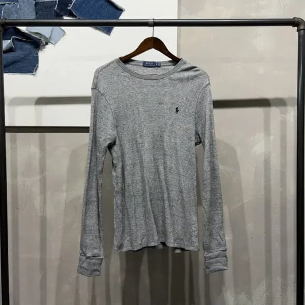 (105) 폴로 랄프로렌 캐주얼 자수 라운드 와플 긴팔 티