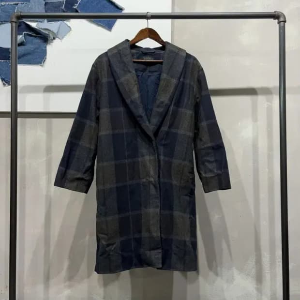 (90) 코스 COS 여성 캐주얼 체크 울 롱 코트