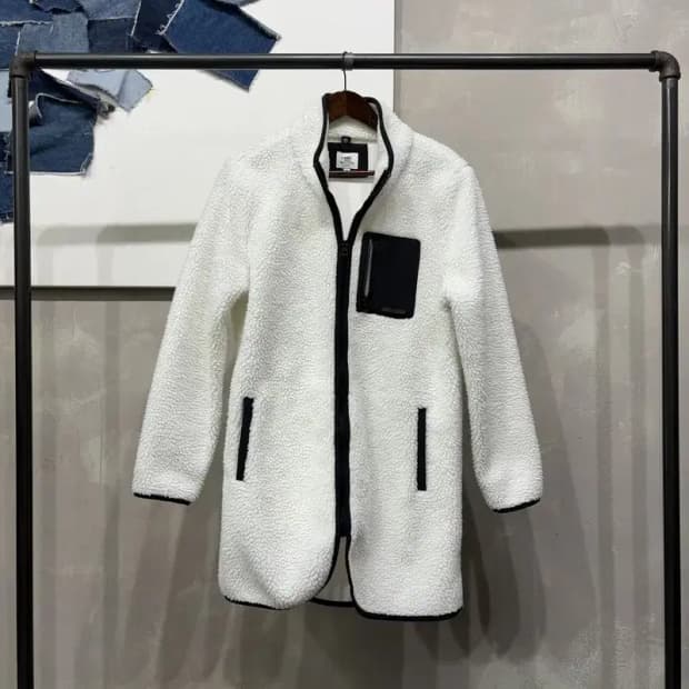 (100) 헨리코튼 골프 여성 캐주얼 양털 뽀글이 롱 후리스 자켓