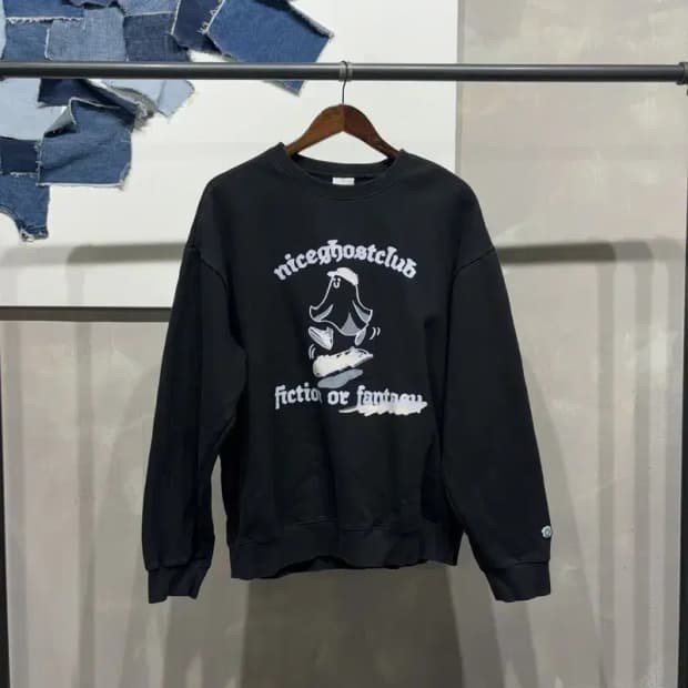 (100) 나이스고스트클럽 캐주얼 프린팅 기모 맨투맨 긴팔 티