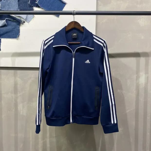 (95) 아디다스 여성 스트릿 캐주얼 네이비 저지 집업 트랙탑