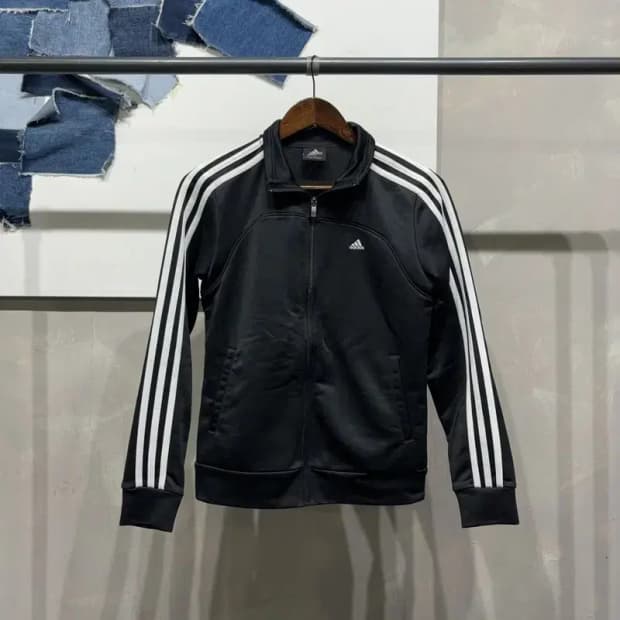 (90) 아디다스 여성 캐주얼 에센셜 3S 저지 집업 트랙탑