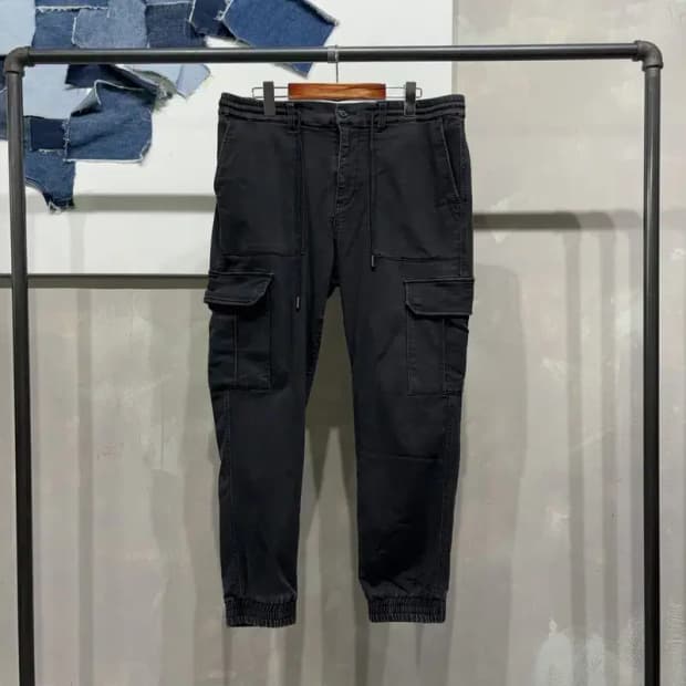 (34~36인치) 버커루 스트릿 캐주얼 밴딩 카고 조거팬츠 면바지