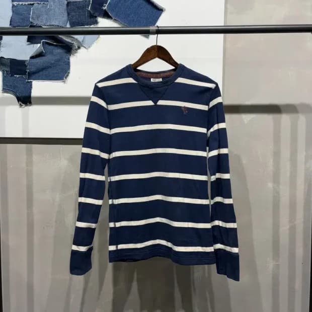 (95) 후아유 스트릿 캐주얼 스트라이프 자수 긴팔 티