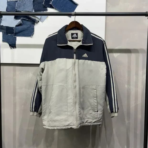 (100) 아디다스 올드스쿨 스트릿 배색 누빔 패딩 자켓