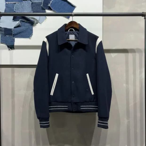 (100) 에잇세컨즈 캐주얼 네이비 야구잠바 바시티 자켓