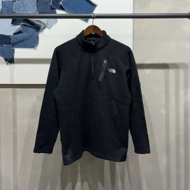 (100) 노스페이스 등산 캐주얼 후리스 플리츠 반집업 긴팔 티