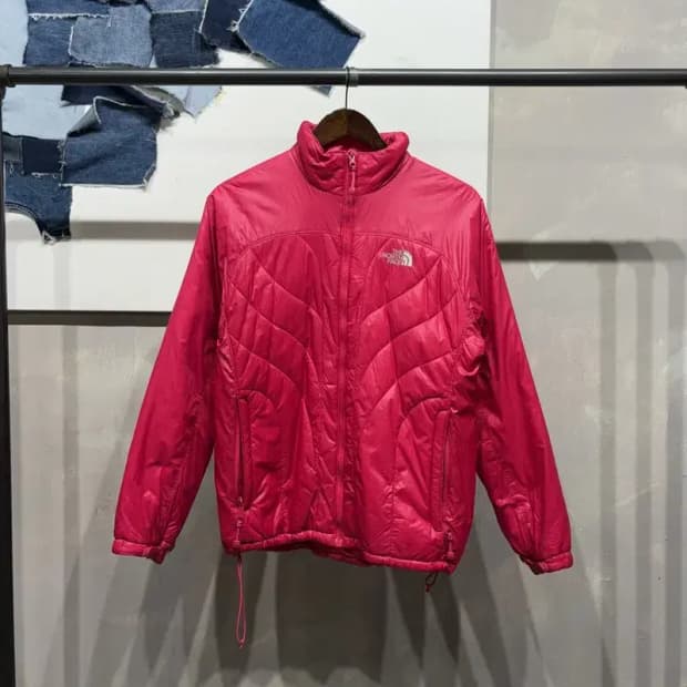 (100) 노스페이스 등산 아웃도어 핫핑크 경량패딩 자켓