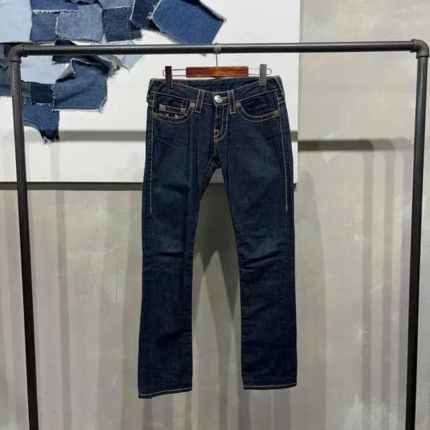 (27인치) 트루릴리젼 여성 레인보우쟈니 빈티지 진청바지 데님팬츠