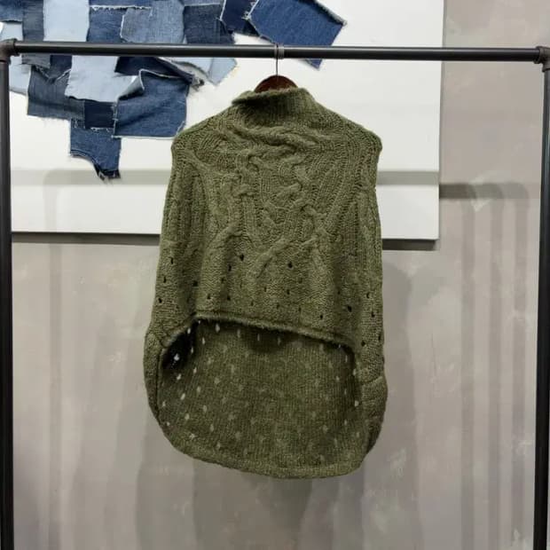 (95) 베네통 여성 캐주얼 울 모헤어 판초 니트