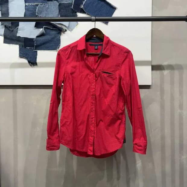 (85) 타미힐피거 여성 캐주얼 도트 패턴 셔츠 남방