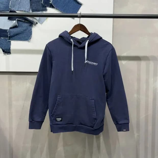 (95) 디스커버리 캐주얼 네이비 프린팅 후드티