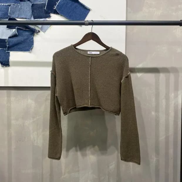 (85) 자라 ZARA 여성 캐주얼 크롭 라운드 니트