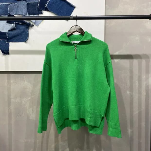 (95) 자라 ZARA 캐주얼 비스코스 반집업 니트