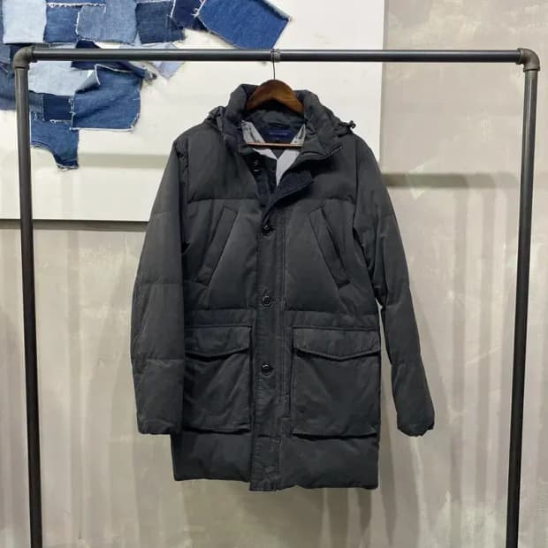 (90) 타미힐피거 캐주얼 투포켓 후드 롱 패딩 점퍼