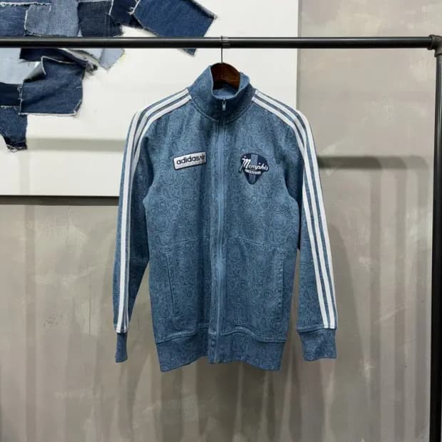 (90) 아디다스 여성 스트릿 멤피스 테니스 페이즐리 저지 집업 트랙탑