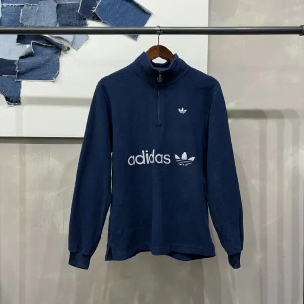(95) 아디다스 캐주얼 스트릿 빅로고 반집업 후리스 긴팔 티