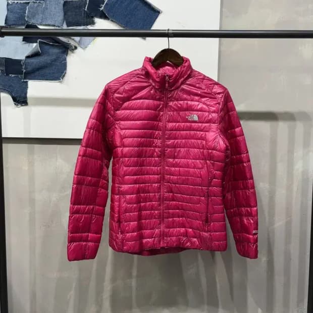 (90) 노스페이스 여성 구스다운 핑크 거위털 경량패딩