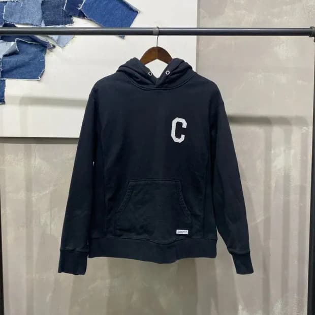 (100) 커버낫 스트릿 캐주얼 C로고 자수 블랙 후드티