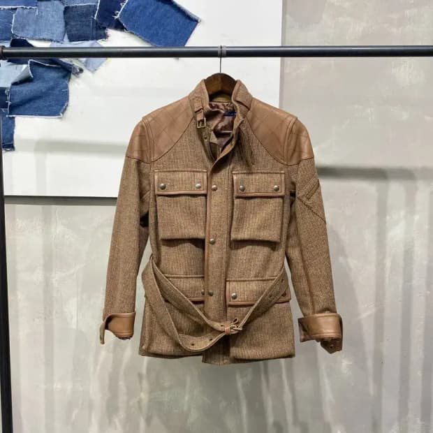 (90) 폴로 랄프로렌 여성 클래식 모직 벨티드 바버 필드 자켓