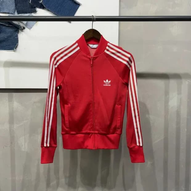 (90) 아디다스 여성 스트릿 흰빨 유로파 약기모 저지 집업 트랙탑